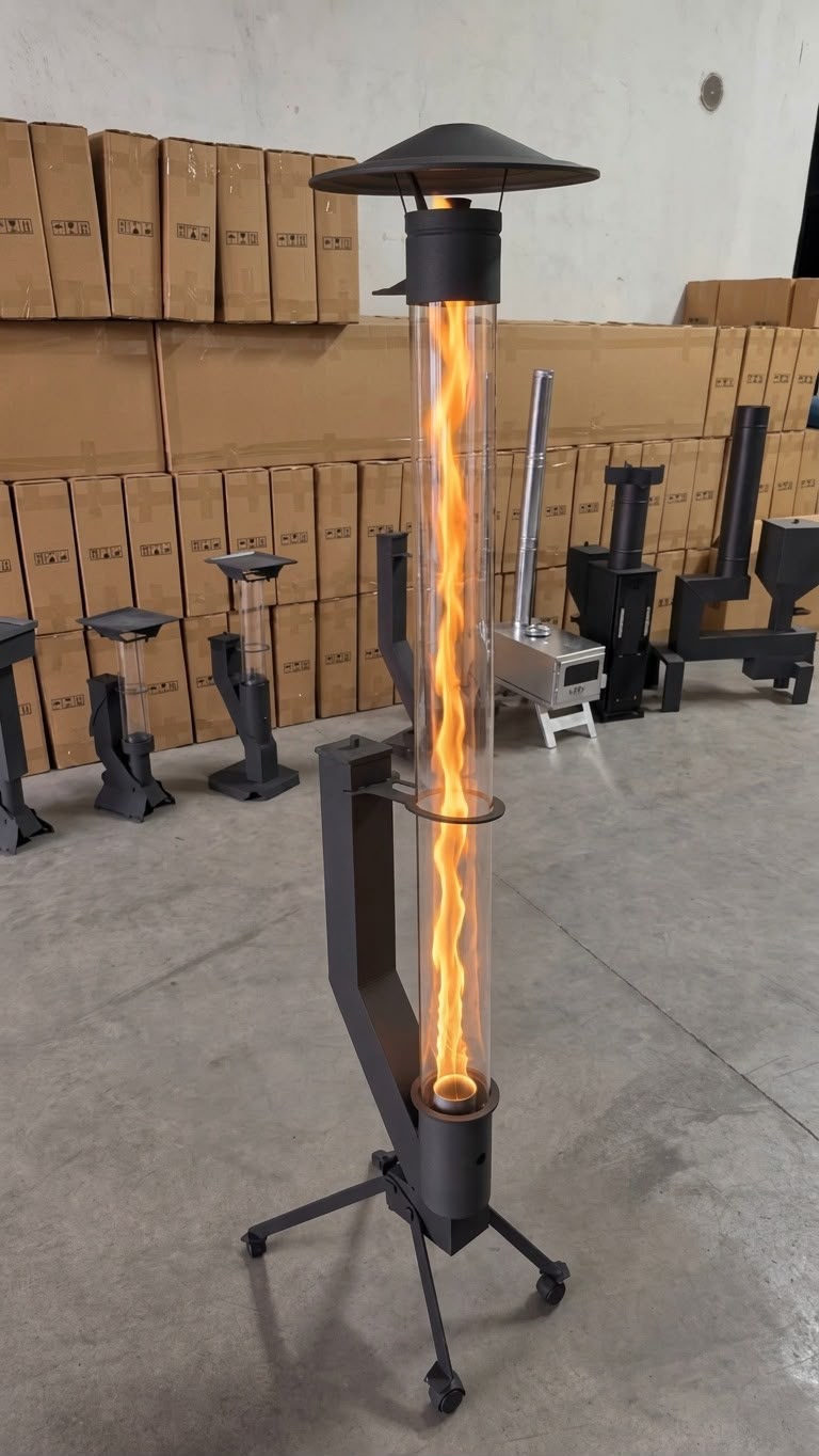 Standart Füze Pelet Sobası – 180 cm | 3,5 kg Depo Kapasitesi | 2 Tekerlekli